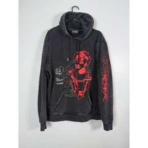 Corpse Husband Miss You Hoodie Mens Medium Faded Black Red Graphic Pullover